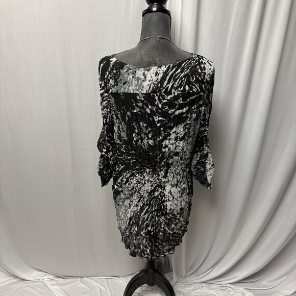 Bisou Bisou Beaded Tunic Womens Size XL Black White Sheer Scoop Neck Top NEW - Picture 5 of 9
